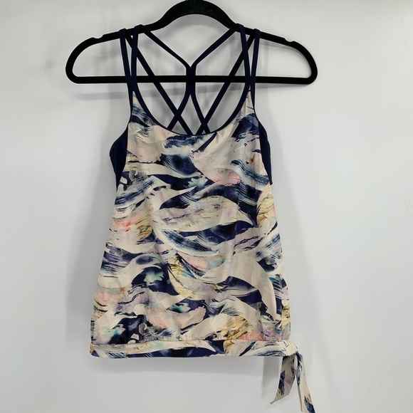 ATHLETA Vivid Side Tie Tankini Swim Top Strappy XS Shirred 211897 UPF 50+ Women - Picture 3 of 10